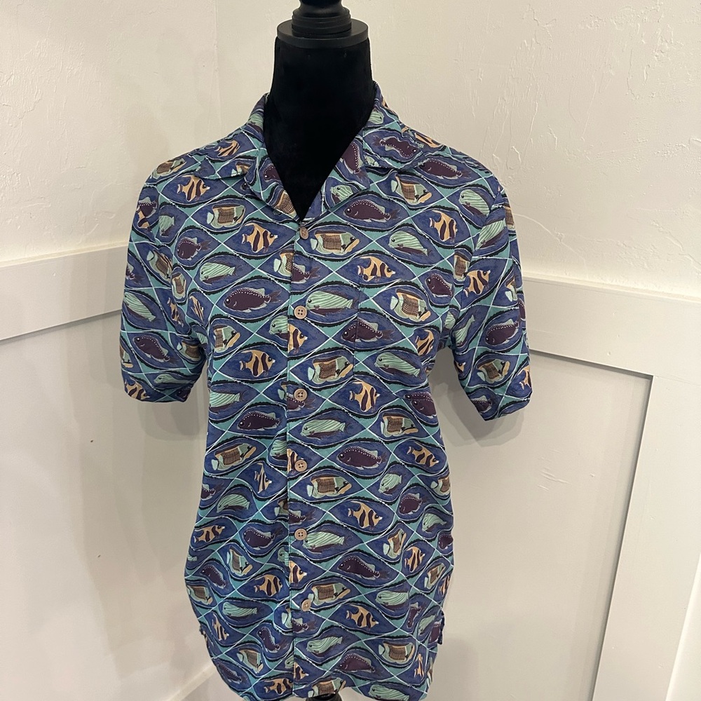Oceanic Patterned Blue‎ Men's Casual Shirt